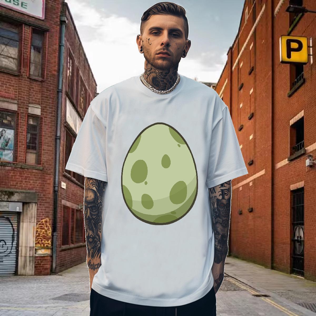 Unisex Men T Shirts dinosaur egg Short Sleeve O-Neck Casual Cartoon Printing L-4XL 230g Pure Cotton Tshirt for Man Woman New Arrival Polos