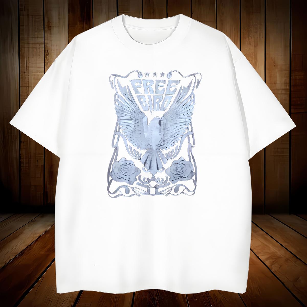 Comfortable T-Shirts eagle Crew Neck Breathable Daily Wear Cartoon Print 230g Pure Cotton Mens Tshirts Fashion Tops