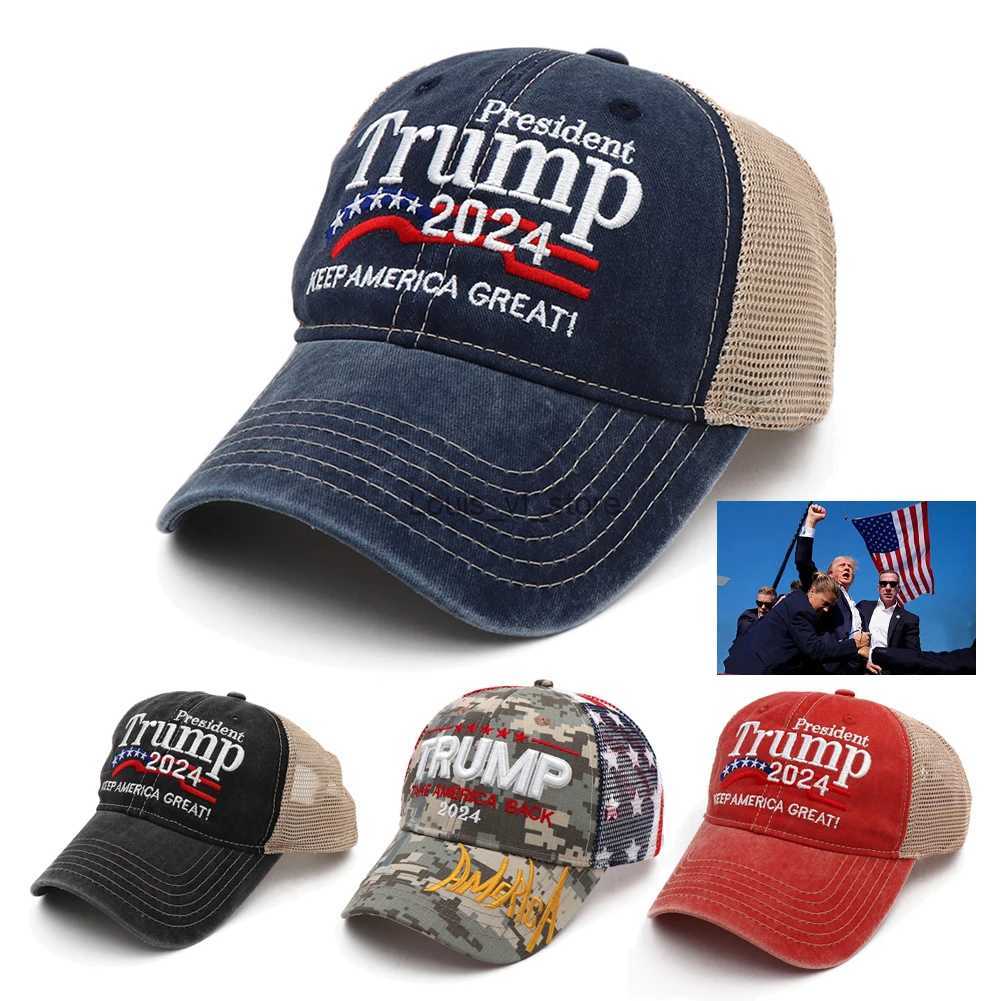Ball Caps Beanie/Skull Trumps 2024 duckbill hat maintains Americas great casual golf 3D embroidered fashionable sports adjustable outdoor H240813
