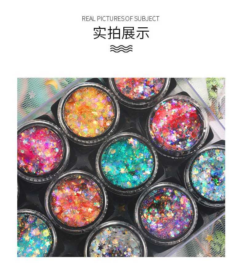 Multifunctional Mermaid Eye Glitter Hair Body Face Glitter gel Art Loose Sequins Cream Festival Glitter Decoration eye shadow Makeup W240812