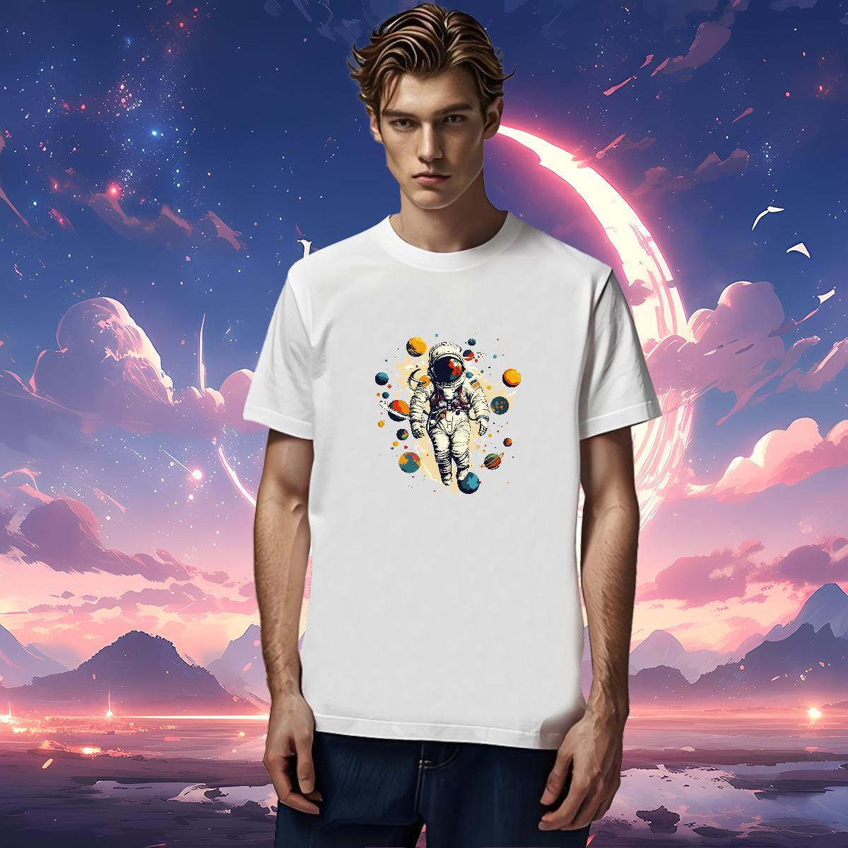 Men T Shirts 100% Cotton 230g universe Beach Crew Neck Custom Anime Men Tops Tees Fashion Casual Popular Wear