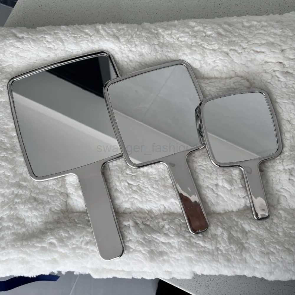 Electroplated Handle Makeup Mirrors HD Beauty Portable Round Hand Square Hand Small Make Up MirrorXJ240813