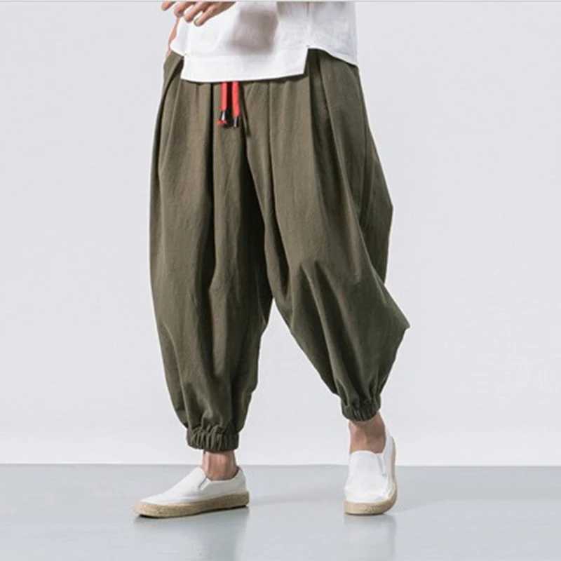 Spring Summer Solid Color Pants Men Loose Casual Wide Sweatpants Fashion Baggy Bottoms Casual Joggers Male Lantern PantsXJ240813