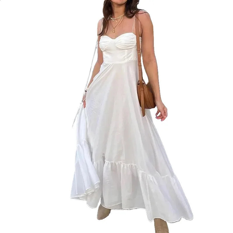 Sleeveless Elegant High-waisted Halter Dress Fashion Backless V-neck Casual Dress 240812
