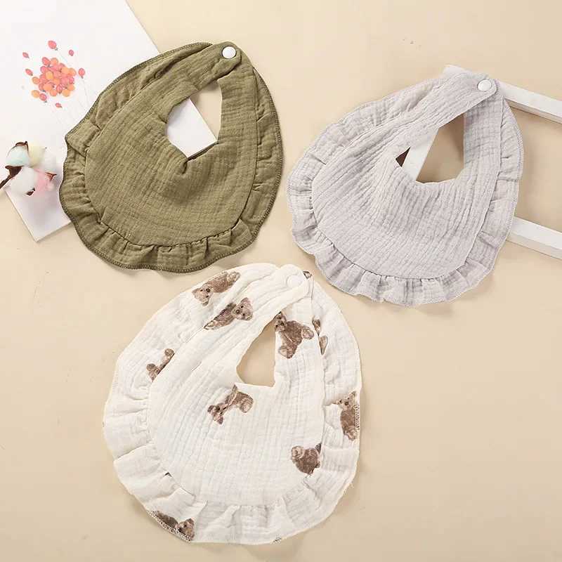 Bibs Burp Cloths INS Hot Baby Bibs Kawaii Newborn Girls Cotton Muslin Saliva Towel Flowers Cherry Leopard Lace Babies Accessories Children StuffL4812