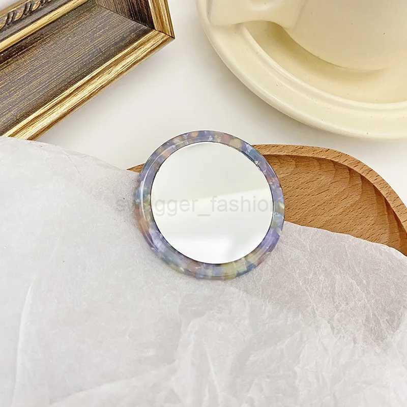 Simple Acetic Acid Small Round Mirror Compact Portable Makeup Mirror Handheld Makeup Mirror Japanese Korean Ins Pocket MirrorXJ240813