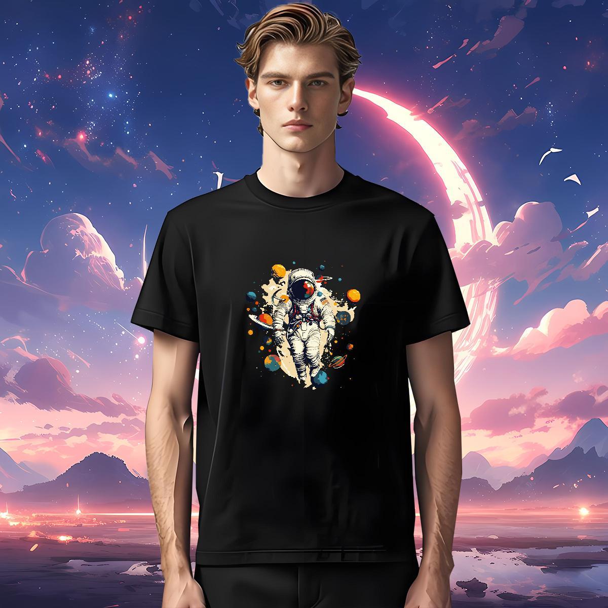 Men T Shirts 100% Cotton 230g universe Beach Crew Neck Custom Anime Men Tops Tees Fashion Casual Popular Wear