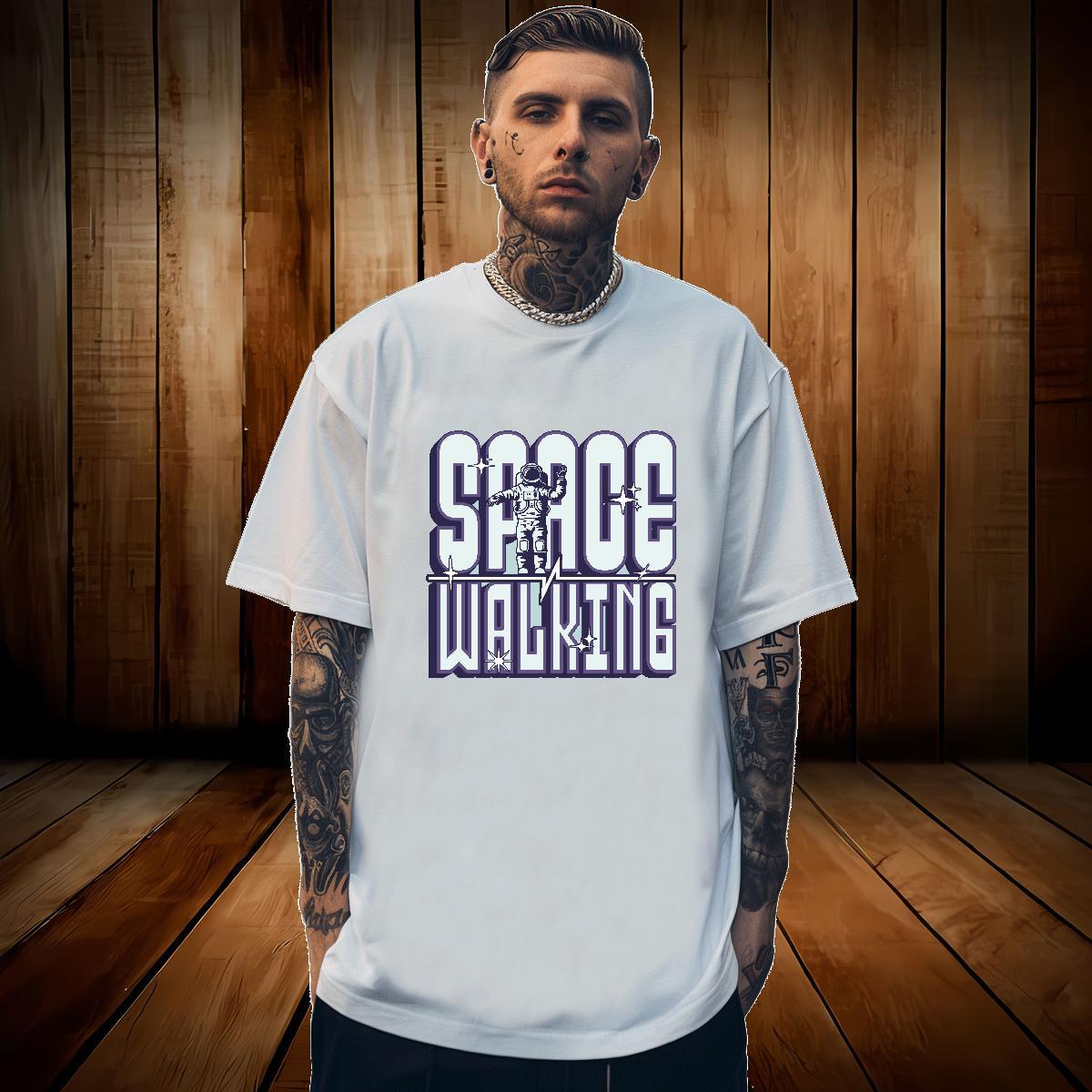 Man T Shirts 230g 100% Cotton cosmonaut Anime Printing Street Short Sleeve Soft DIY Anime Men Tshirts Classic Casual Loose Tees Shirts