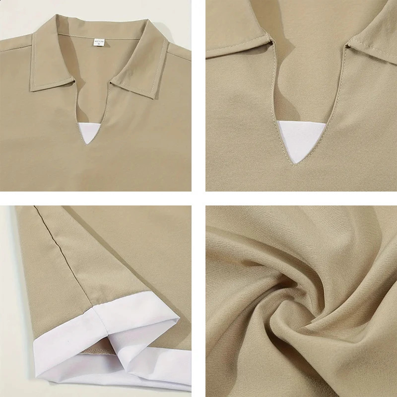 2024 summer mens casual short-sleeved Polo shirt solid color lapel fashion sports breathable T-shirt top 240813