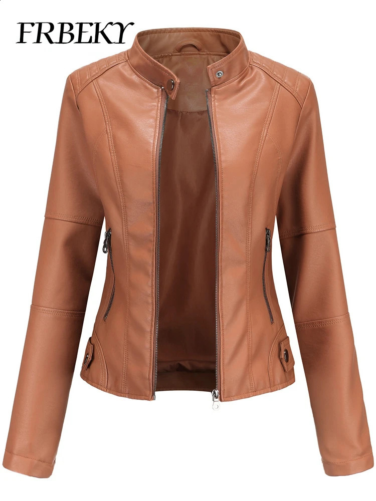 Womens Jacket Autumn/Winter Casual Leather Jacket Fashion Long Sleeve Bicycle Jacket Street Clothing Womens Clothing Chaquetas 240827