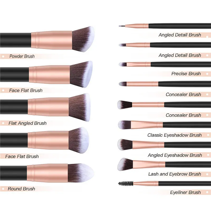 14 Pcs Makeup Brush Set With Brush Cleaner Premium Synthetic Foundation Face Powder Blush Eyeshadow Cruelty-free Juego De 14 Brochas De Maquillaje Who