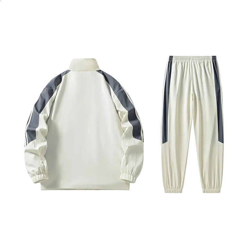 mens autumn hooded sweatshirt and sports pants twopiece fashionable casual suit standing collar youth street 240812