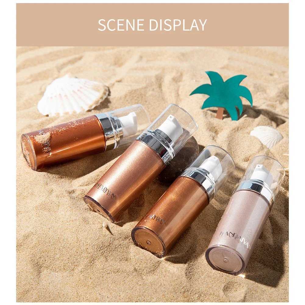 Body brightener Brown bronze oil shimmer liquid illuminator Face luminous spray highlight Latin dance matching golden luxury makeup W240812