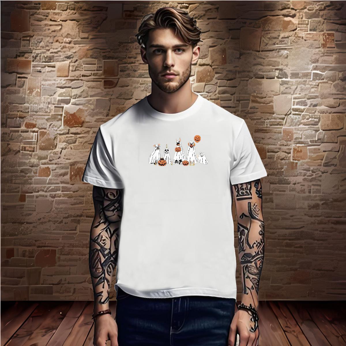 Mens T Shirts 230g Pure Cotton halloween Sport O Neck Short Sleeves Black Oversized Men Tees Fashion New Cool Tees Shirts