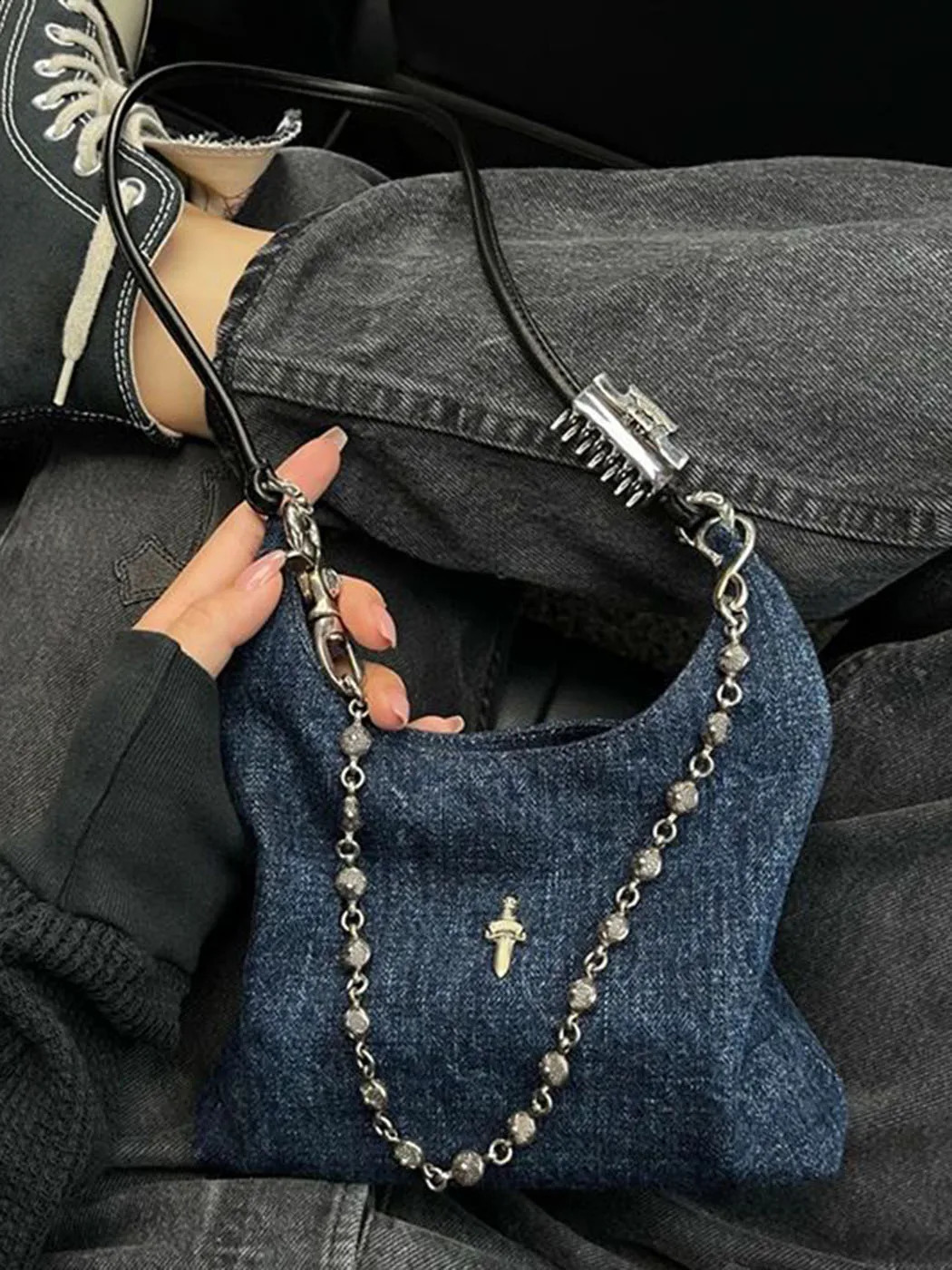 hot Haruku Bags Denim Crossbody: High Street Casual Shoulder Bag Women, Y2k Style Purse, Lightweight for Daily Use