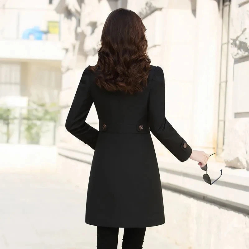 2024 Suit Collar Trench Coat Spring And Autumn Fashionable Mid Length Jacket Female Double Layered Outwear Pink Coat 4XL 240813