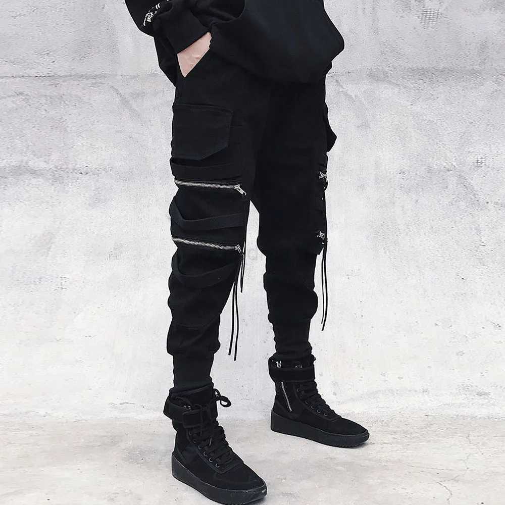 Cargo Pants Hip Hop Joggers Men Loose Harem Pants Multi-pocket Ribbon Mens Pants Trousers Casual Streetwear Sport Pants for MenXJ240813