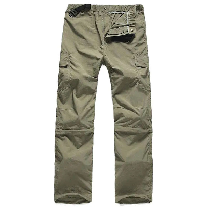 Detachable leg mens cargo pants pocket summer Sproting quick drying waterproof Trouser khaki thin work casual 3XL 240812