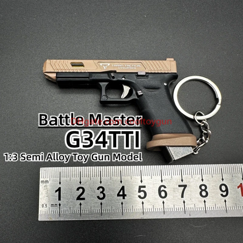 1:3 G34TTI Toy Gun Semi Alloy Model Disassemble Portable Mini Metal Keychain Look Real Movie Prop Collection Pendant Birthday Gifts for Chlidren Adult
