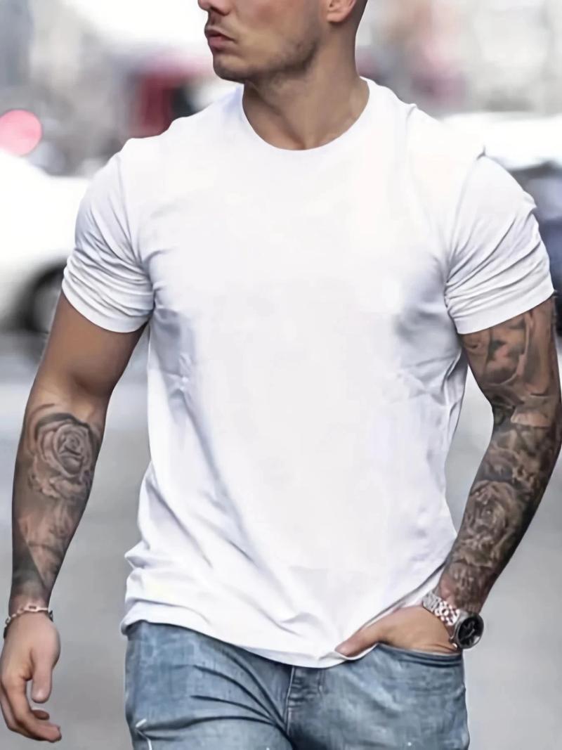 Mens T Shirts Cotton Summer Loose Fit DREAM Letter Printed Slim Casual Sports Round Neck Short Sleeved T-shirt Top