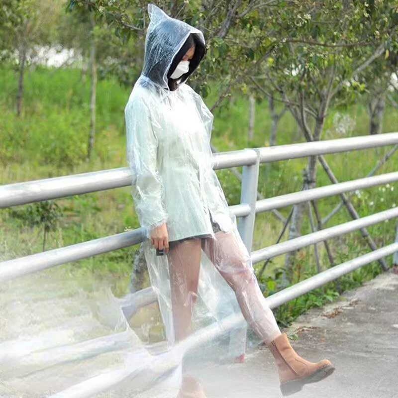 2/5pcs Portable Raincoat Women Men Outdoor Rainwear Waterproof Disposable Camping Hiking Hooded Ponchos Rain Cover Travel Y240810