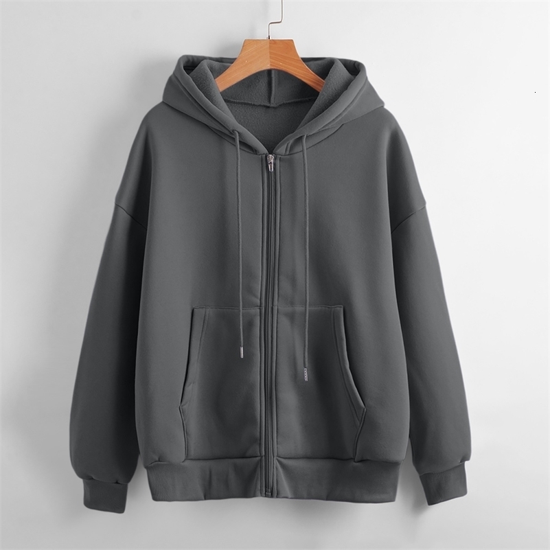 Autumn Women Sweatshirt Hoodies Spring Fashion Casual Cardigan Drawstring Sweatshirts Korean Style Solid Zip Up Hoodies 240812