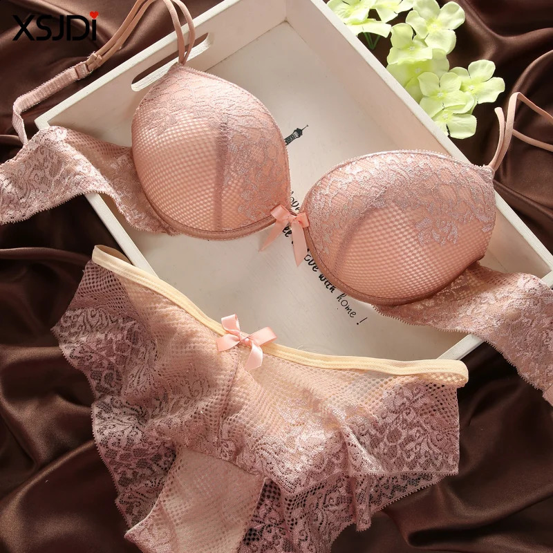 Womens Sexy Lace Bra Set Fashion Thin Deep V Bra Push-up Underwear Lenceria Mujer Vintage Embroidered Solid Color Bra Set 240812