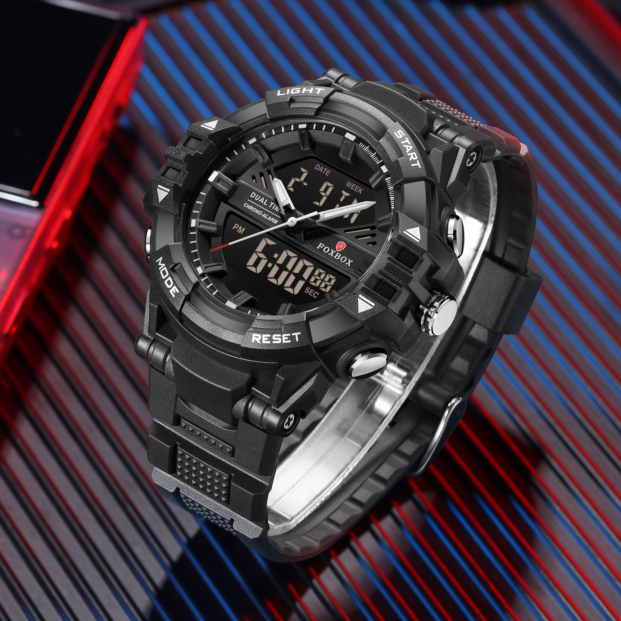 LIGE Outdoor Sports Student Waterproof Night Light Multi functional Men's Dual Display Electronic Watch Fashion Large Dial Watch