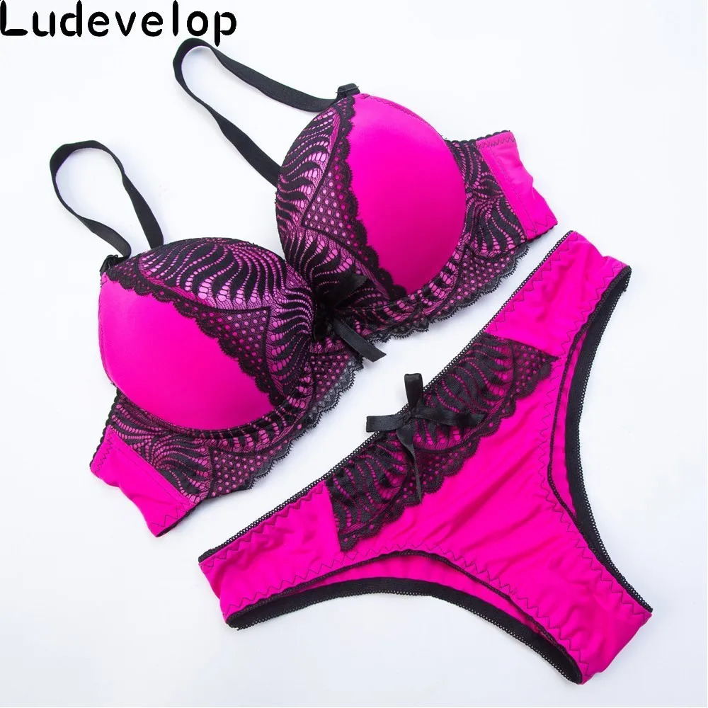 Ludevelop Womens underwear Set Lace Sexy Push-up Bra And Panty Sets Bow Comfortable Brassiere Young Bra Deep V Lingerie 240812