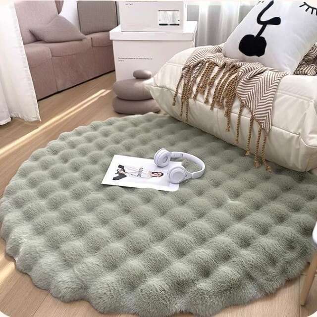 Cream style round plush carpet, bubble rabbit hair, living room sofa, combing clothes, dressing room, makeup stool mat