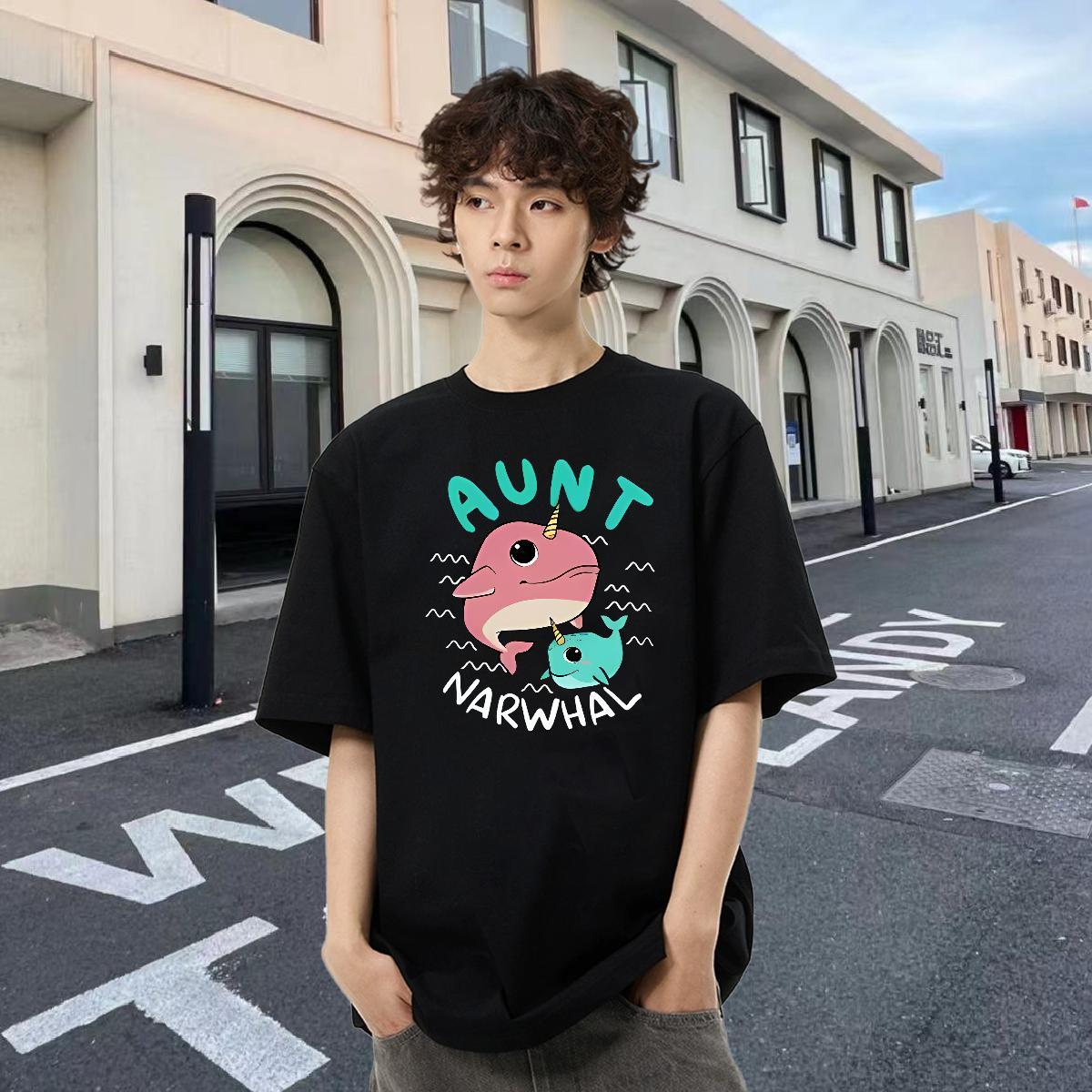 Factory Direct Men Clothes T-Shirt dolphin Spring Summer 100% Cotton 230g Tops Short Sleeve Soft Comfortable Man T Shirts Customized Print