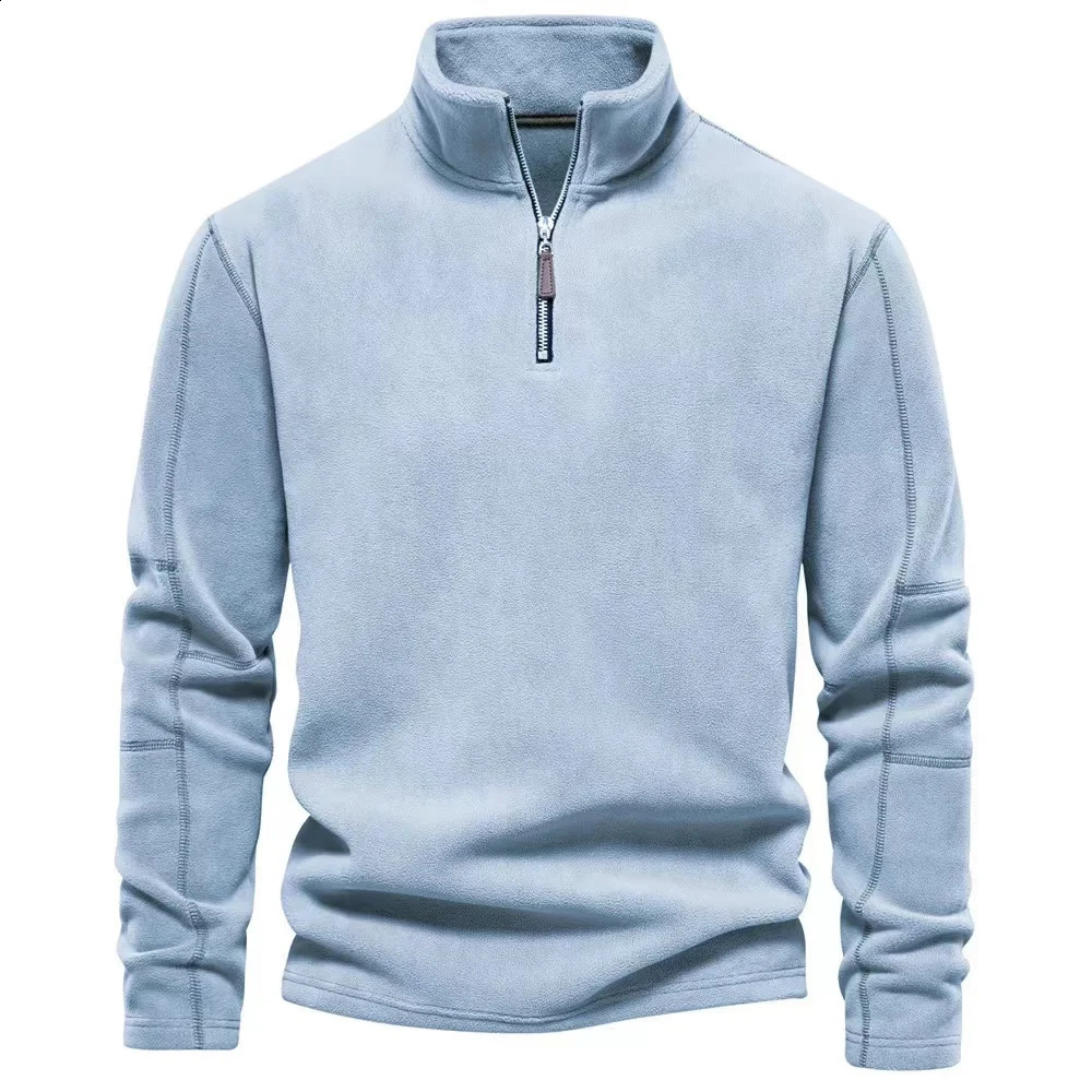 Autumn Winter Windproof Jacket Mens Warm Wool Top Sportswear Casual Zipper Solid Color 240812