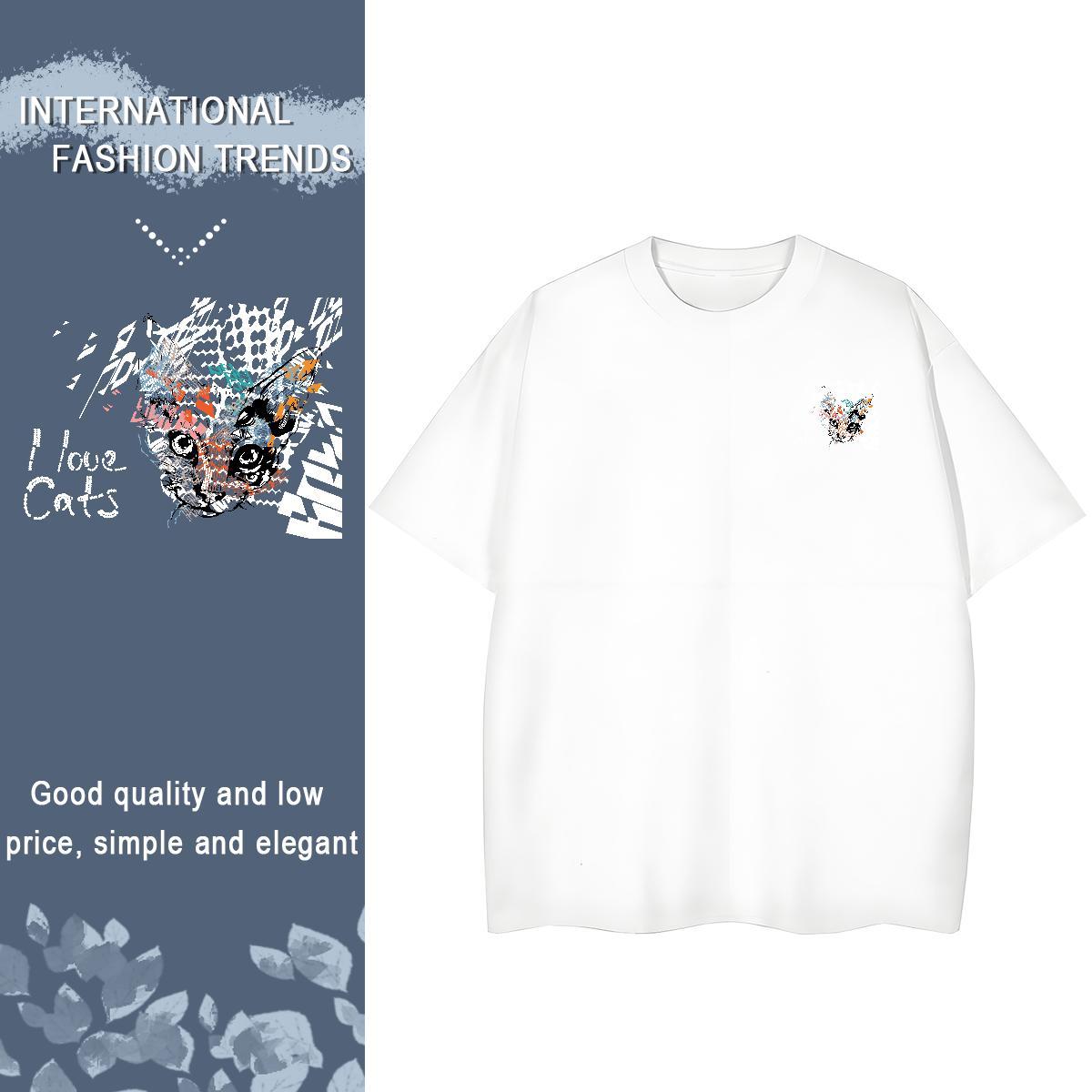 T-Shirts for Men 230g Pure Cotton cat Sport Breathable Short Sleeve DIY Anime Men Tees New Arrival TOP Quality Tops Shirt