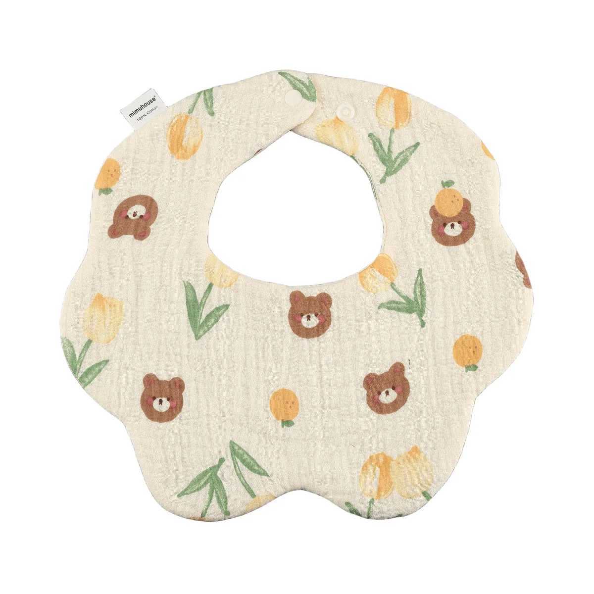 Bibs Burp Cloths New Cotton Gauze Baby Petal Bibs Infants Cartoon Feeding Saliva Towel Newborn Toddler Soft Burp Cloth For Kid Bib Korean StyleL4812