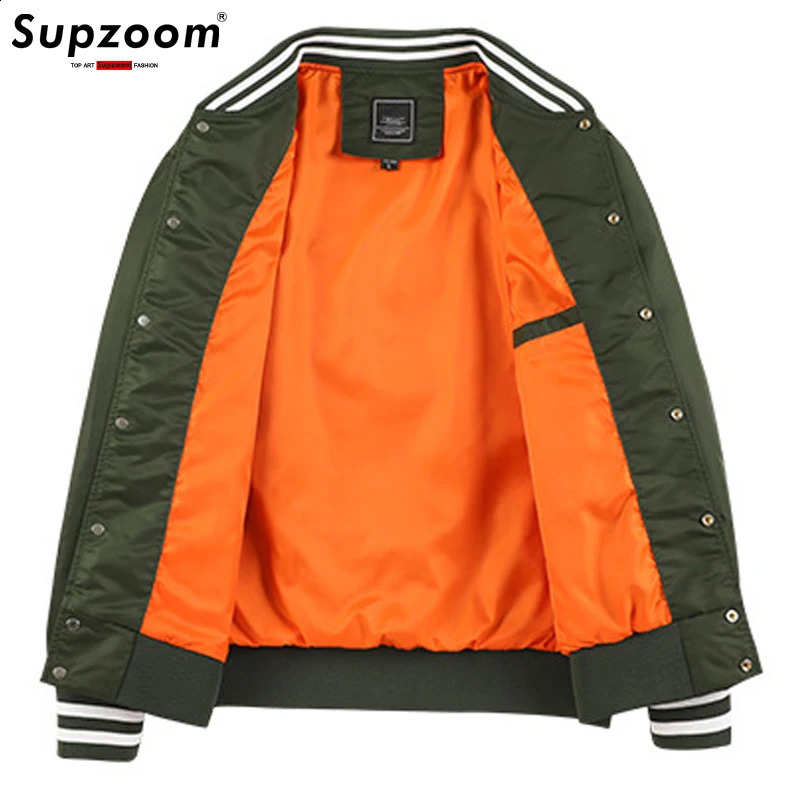 Supzoom arrivals ribbed cotton fashionable single chest casual pilot Ins bomber baseball jacket loose open top pure cotton jacket240812
