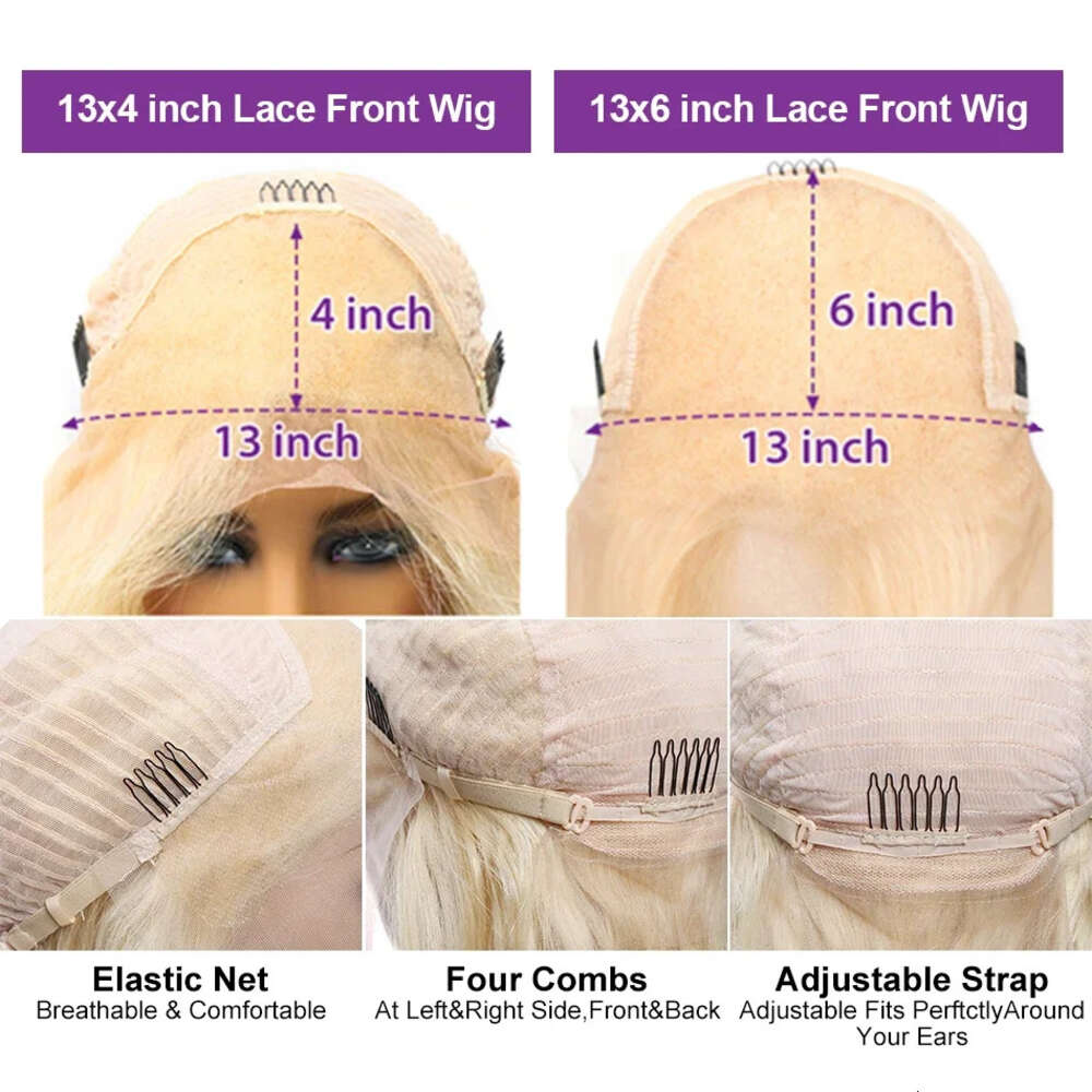 Blonde Straight Bob HD Transparent Pre Pluck Tangle No Shedding Human Hair 13X4 13X6 Lace Frontal Wig For Women