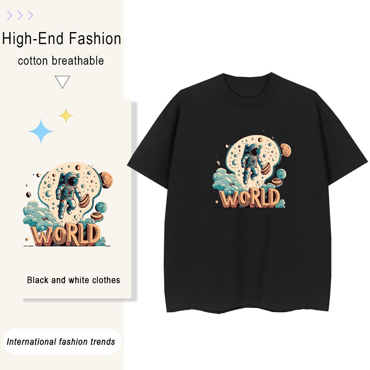 Classic Tshirts Anime Printing Street 230g Cotton DIY Printed Breathable Short Sleeve spaceman T-Shirts for Men Fashion New Tops