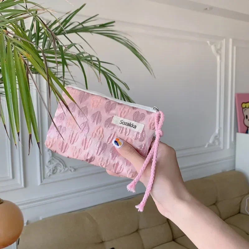 Korean Women Floral Wallet Mini Clutch Travel Purse Coin for Lipstick Makeup Bags Organizer Pencil Case 240812