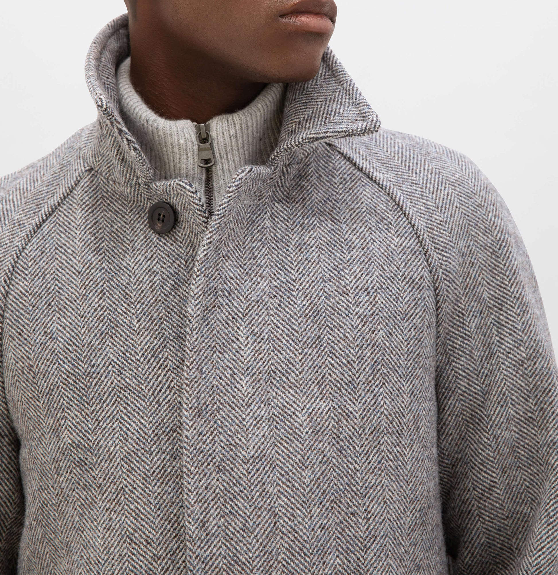 Men's Wool Blend Overcoat Classic Stand Lapel HarringboneTailored Blazer Coat Autumn Winter Windbreaker Custom Made Plus Size