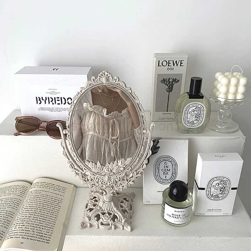 Nordic Makeup Mirror Ins Vintage Decorative Mirror Plastic Cosmetic Mirror Room Home Decor Espejos Decorativos Beauty Tools 1pcsXJ240813
