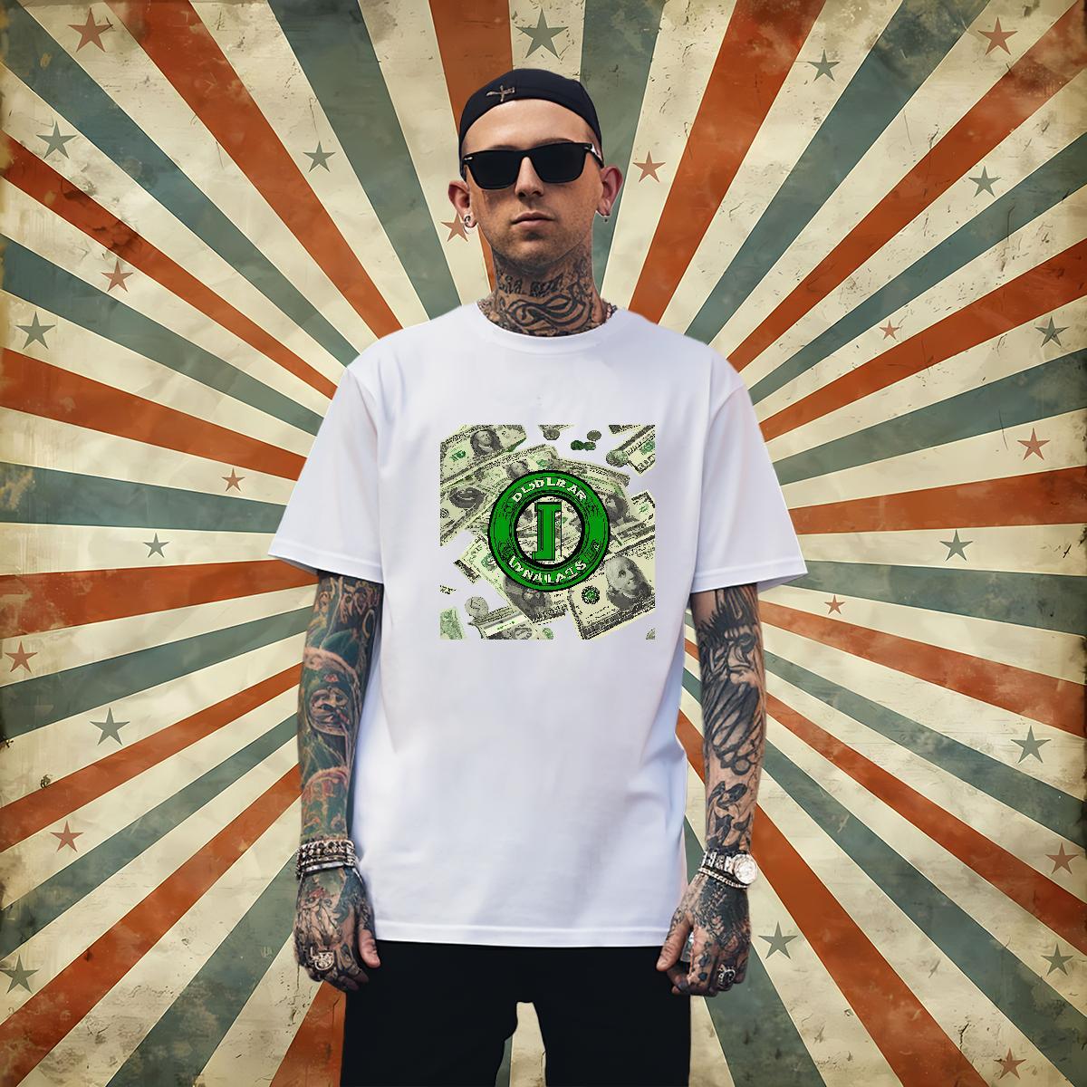 Free Shipping dollar T-Shirts for Men Street Wear Men Clothes T-Shirt 230g 100% Cotton Designer Breathable Short Sleeve Black White Tops Tees