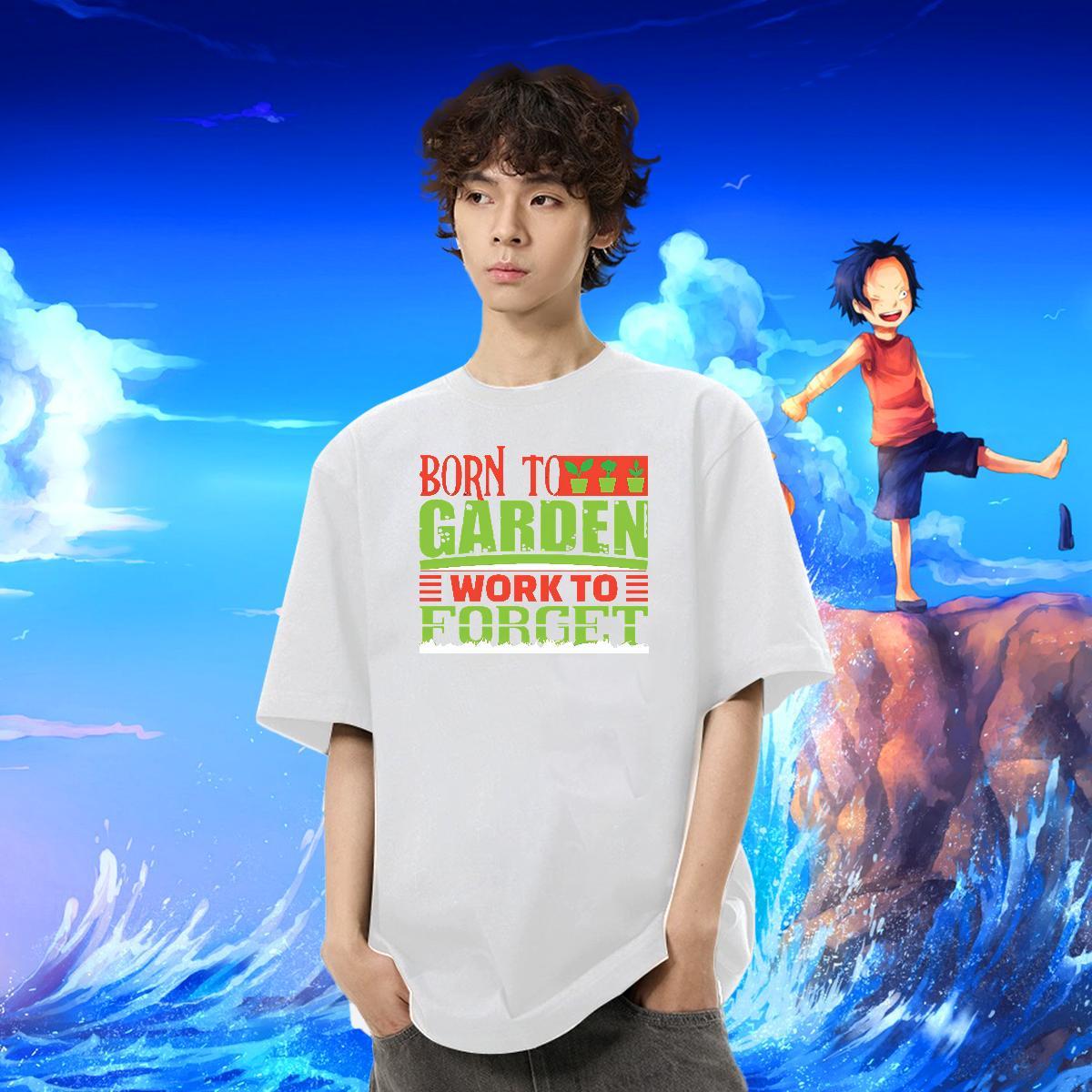 Brand Men Tops Tees Sports Casual 100% Cotton 230g Cartoon Print O Neck Short Sleeves letter T Shirts Men Custom Clothes