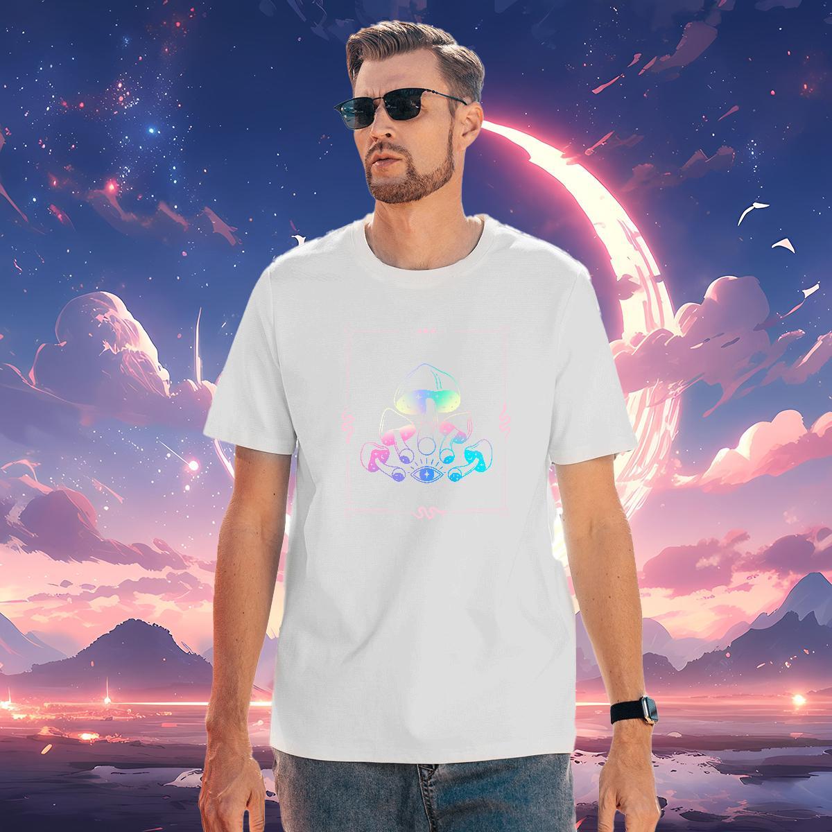 Classic mushroom Mens T Shirts Daily Wear Couples T Shirts 230g Pure Cotton Custom Breathable Crew Neck White Plus Size Tops Shirt