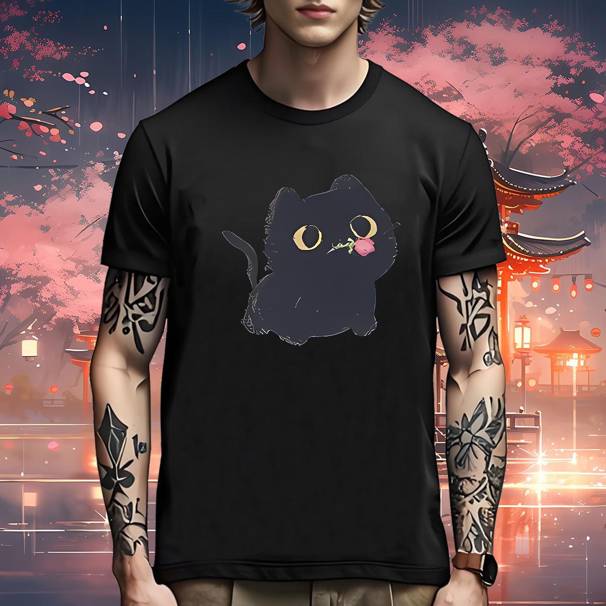 Free Shipping T-Shirts cute Breathable Crew Neck Spring Summer Anime 230g 100% Cotton Men Tops Tees Stylist Top Tees