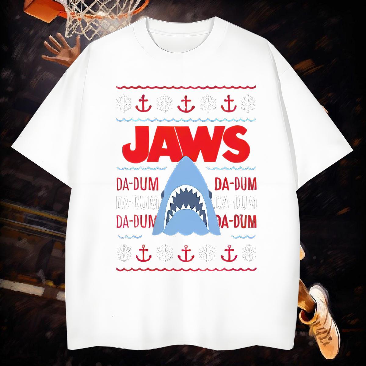 T shirt 230g 100% Cotton shark Summer Casual Breathable Soft Floral Print Men Tees DIY Cool Tops