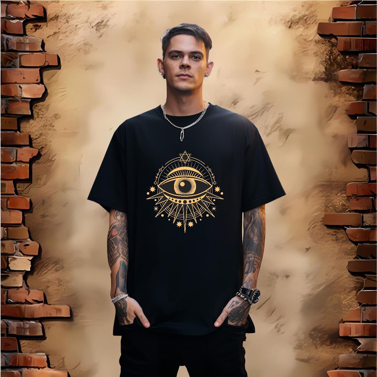 T-Shirts 230g Pure Cotton eyes Summer Casual Short Sleeve O-Neck Custom Cartoon Men Tshirts DIY Classic Tees