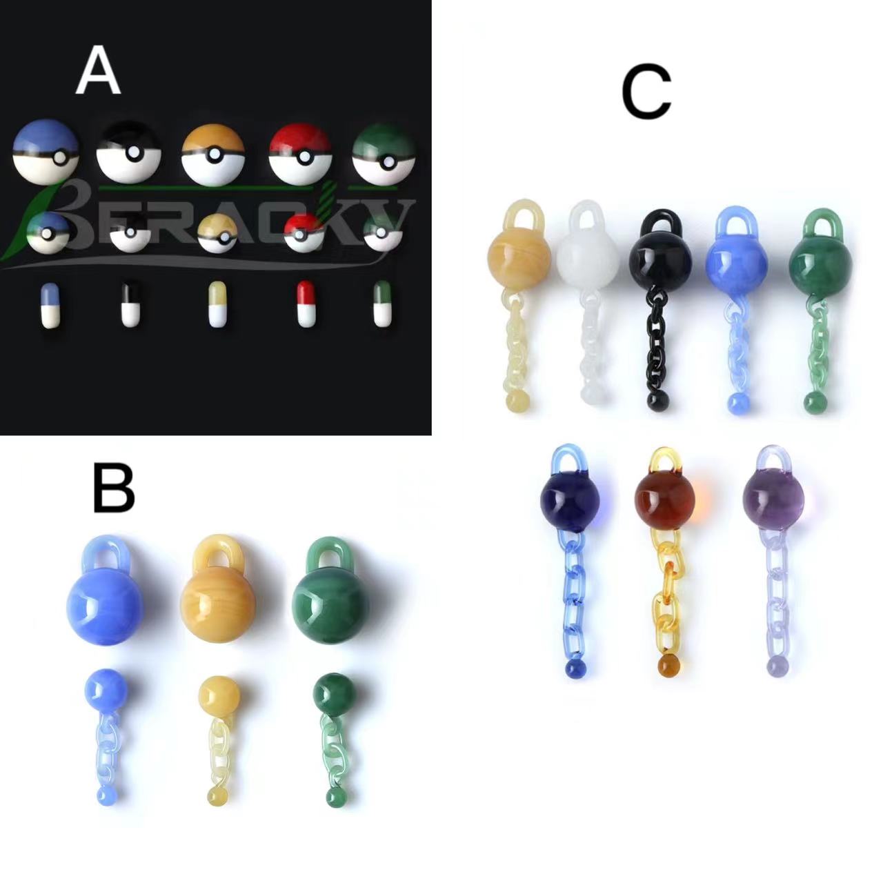 Beracky 3 style Glass Smoking Marble Terp Slurper Set Colored 22mm 14mm Ball Insert With Pill For Slurpers Quartz Banger Nails Water Bongs Dab Rigs