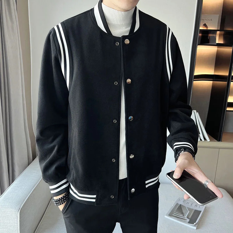 Autumn highquality mens jacket comparison striped casual baseball couple 240812