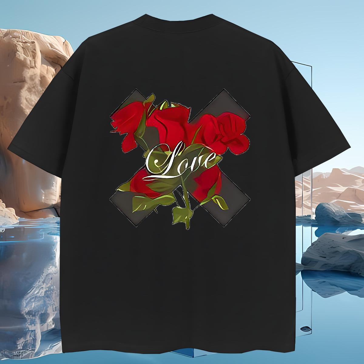 Loose letter T-Shirts for Men Spring Summer Couples T Shirts 230g 100% Cotton Factory Direct Pure Cotton Cartoon Print Clothes