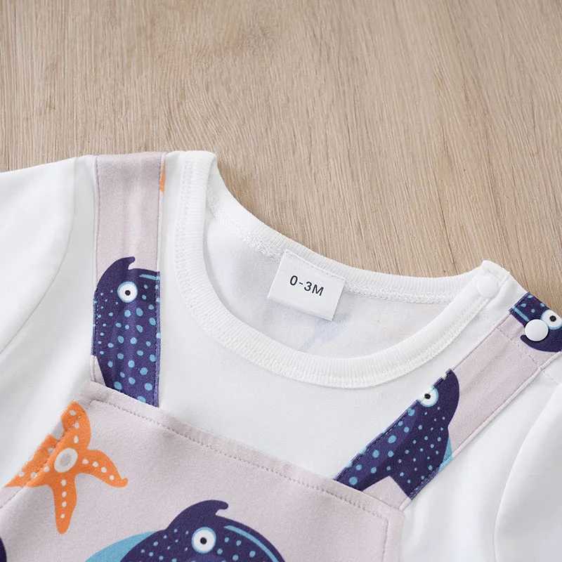 Newborn baby jumpsuit clothing jumpsuit Onesies short sleeved printed clothing summer round neck outdoor sports for children 0-18 months W240812